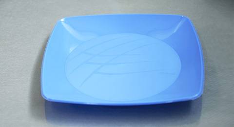 Prato de Plástico Quadrado Médio Azul