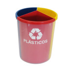 Cesto plástico com 03 divisões - Vermelho